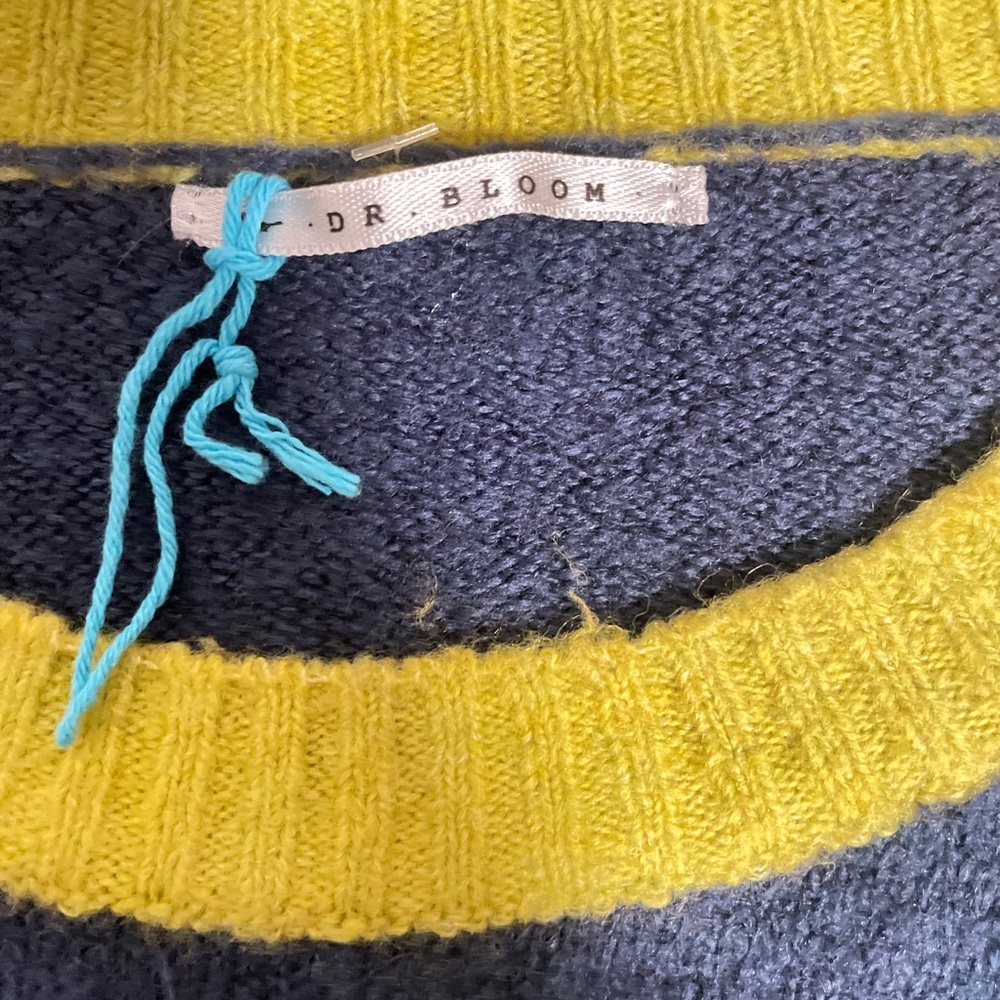 Dr. Bloom Navy and Lime Colorblock Sweater - Picture 2 of 4
